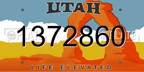 1372860 Utah License Plate