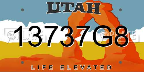 13737G8 Utah License Plate