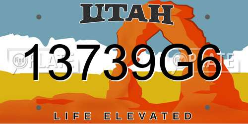 13739G6 Utah License Plate