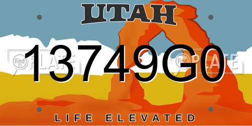 13749G0 Utah License Plate