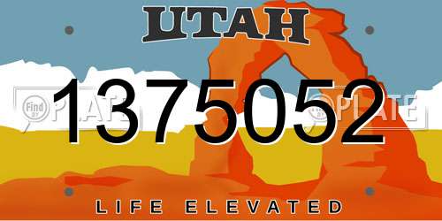 1375052 Utah License Plate