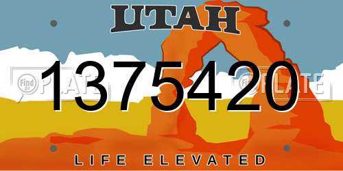 1375420 Utah License Plate