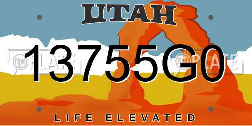 13755G0 Utah License Plate
