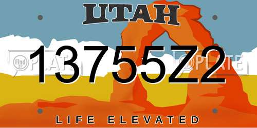 13755Z2 Utah License Plate