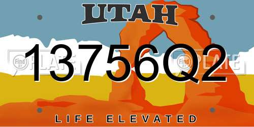 13756Q2 Utah License Plate