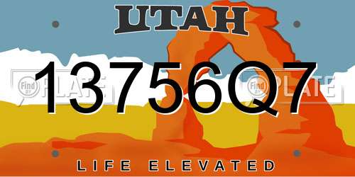 13756Q7 Utah License Plate