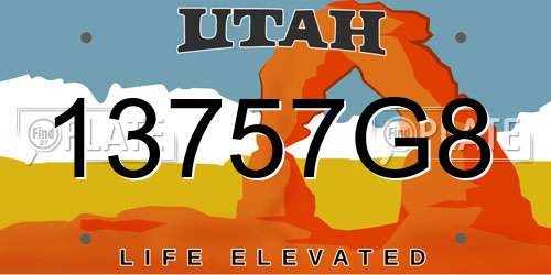 13757G8 Utah License Plate