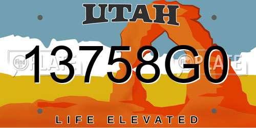 13758G0 Utah License Plate
