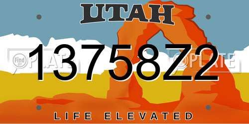 13758Z2 Utah License Plate