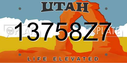 13758Z7 Utah License Plate