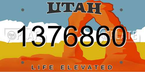 1376860 Utah License Plate