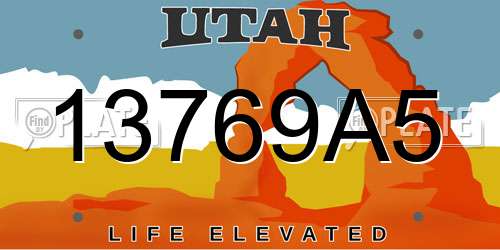 13769A5 Utah License Plate