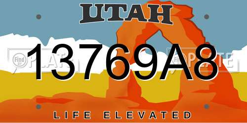 13769A8 Utah License Plate