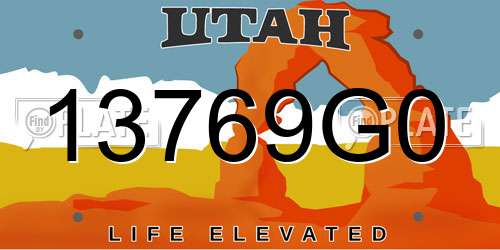 13769G0 Utah License Plate