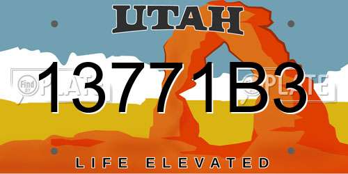 13771B3 Utah License Plate
