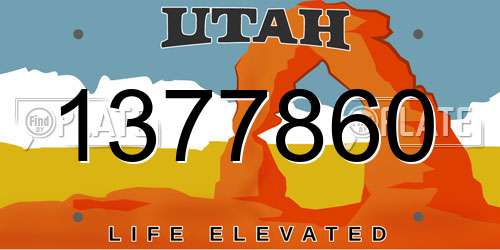1377860 Utah License Plate