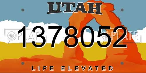 1378052 Utah License Plate