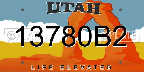 13780B2 Utah License Plate