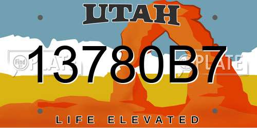 13780B7 Utah License Plate