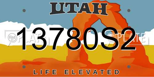 13780S2 Utah License Plate