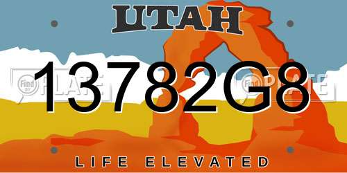 13782G8 Utah License Plate