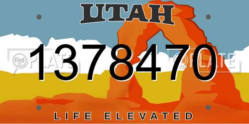 1378470 Utah License Plate