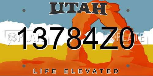 13784Z0 Utah License Plate