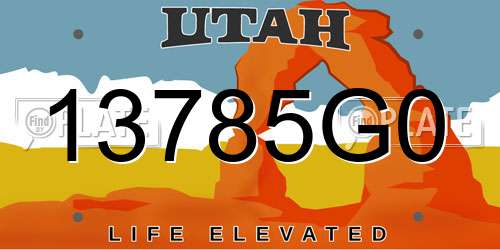 13785G0 Utah License Plate
