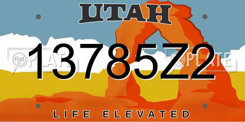 13785Z2 Utah License Plate