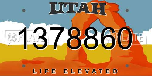 1378860 Utah License Plate