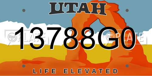 13788G0 Utah License Plate