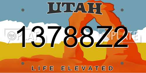 13788Z2 Utah License Plate