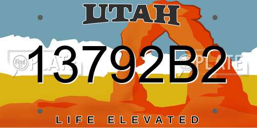 13792B2 Utah License Plate