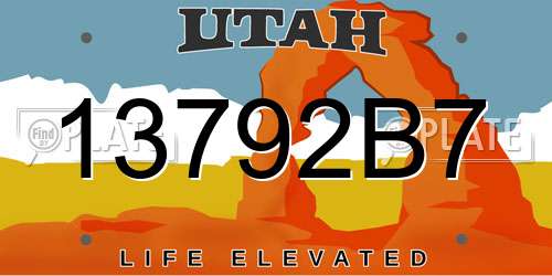 13792B7 Utah License Plate