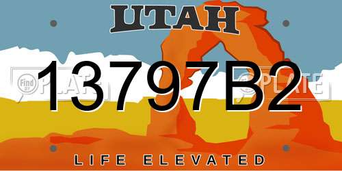 13797B2 Utah License Plate