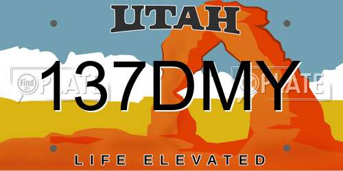 137DMY Utah License Plate