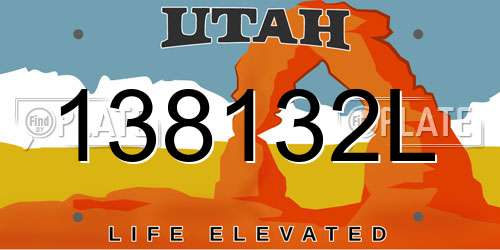 138132L Utah License Plate