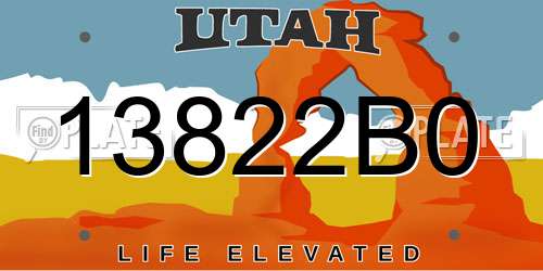 13822B0 Utah License Plate