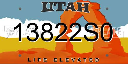 13822S0 Utah License Plate
