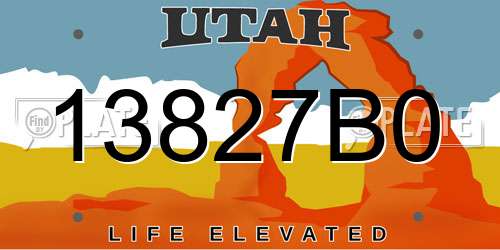 13827B0 Utah License Plate