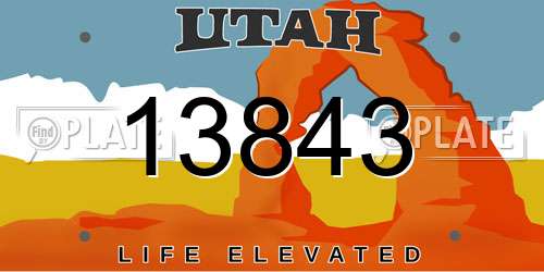 13843 Utah License Plate