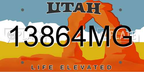 13864MG Utah License Plate