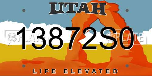 13872S0 Utah License Plate