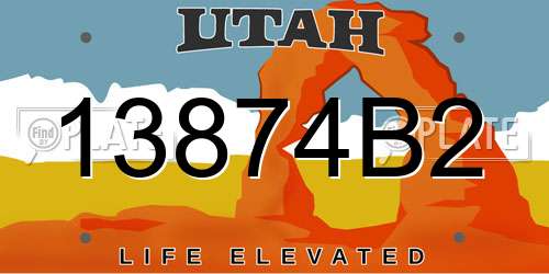 13874B2 Utah License Plate