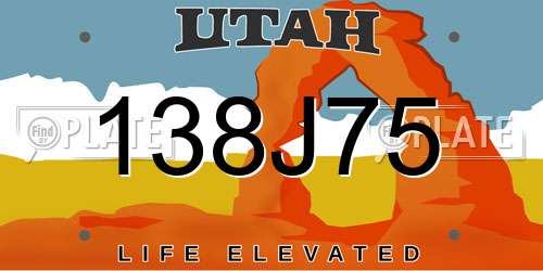 138J75 Utah License Plate