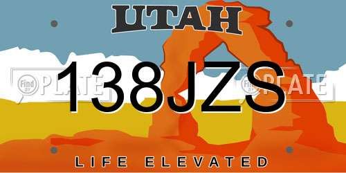 138JZS Utah License Plate