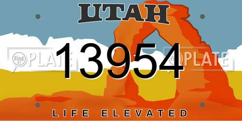 13954 Utah License Plate