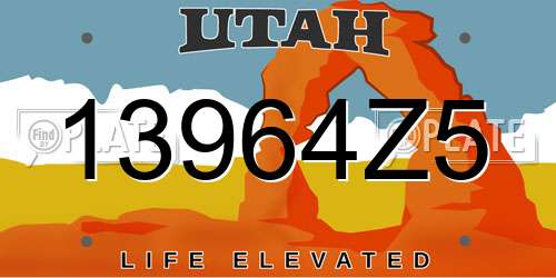 13964Z5 Utah License Plate