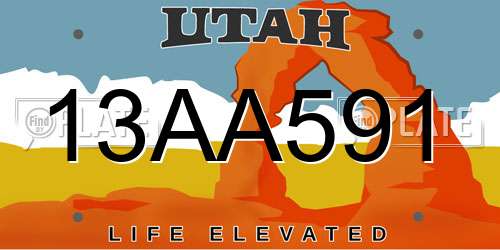 13AA591 Utah License Plate