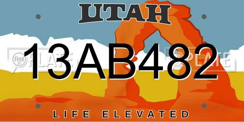 13AB482 Utah License Plate